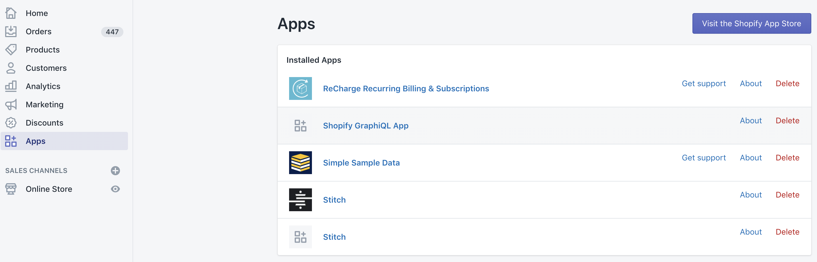 Shopify Apps page.